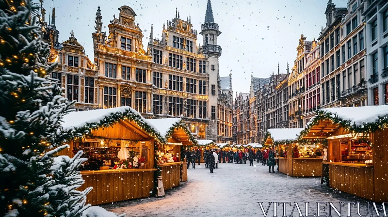 Historic European Christmas Market AI Image