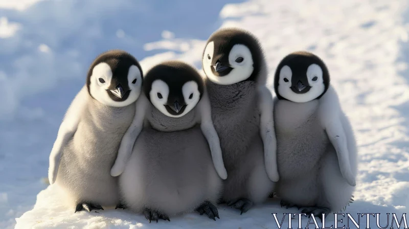 AI ART Emperor Penguin Chicks on Ice - Wildlife Photography