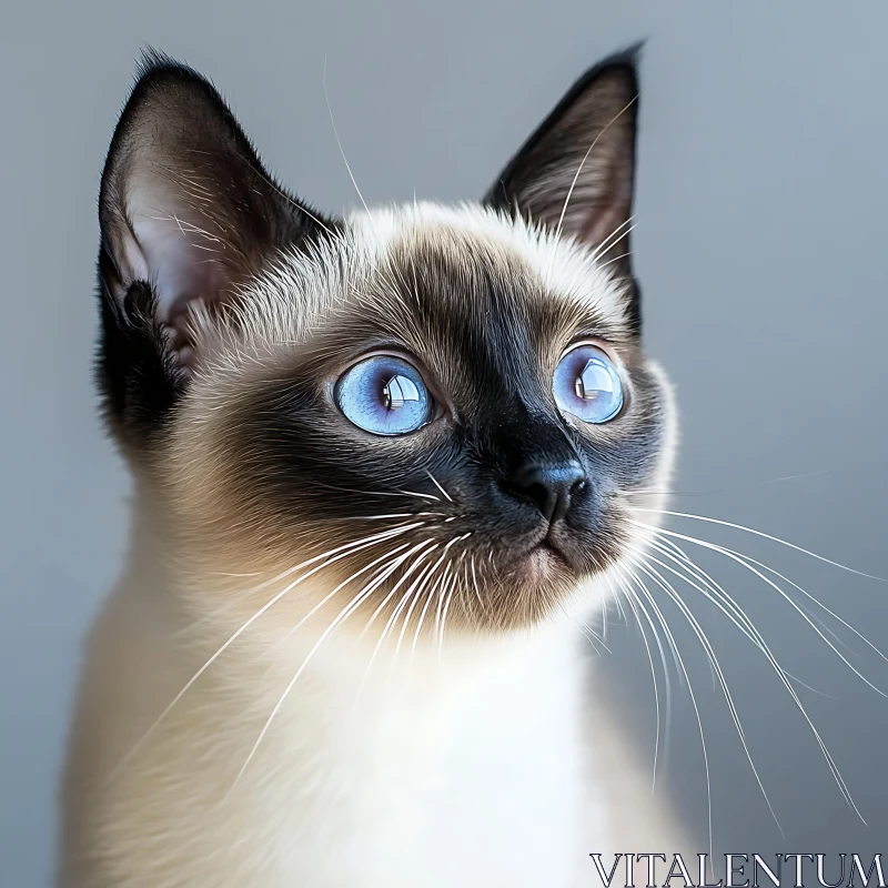 AI ART Portrait of a Curiously Alert Siamese Cat