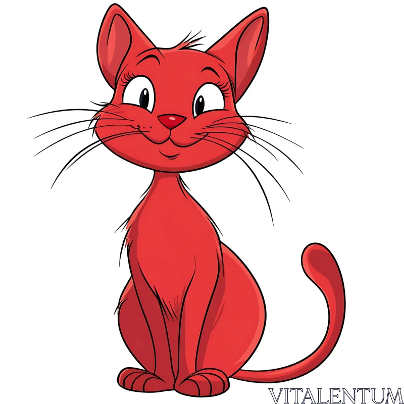 Cheerful Red Cat Cartoon Illustration AI Image