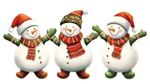 Joyful Snowmen in Holiday Gear