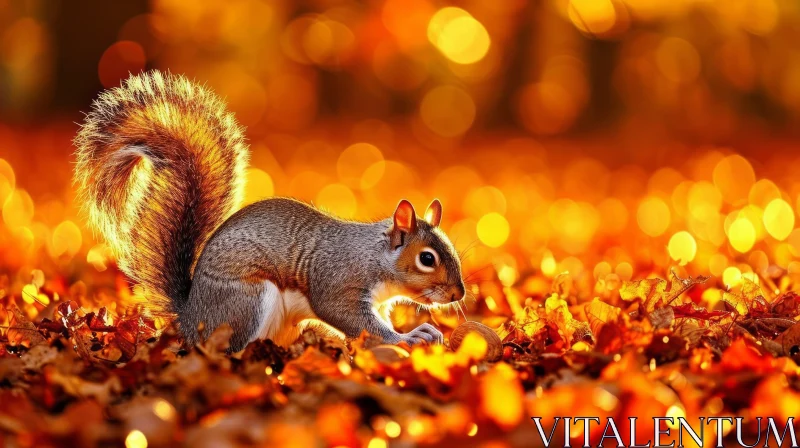 Autumn Forest Squirrel in a Captivating Photograph AI Image