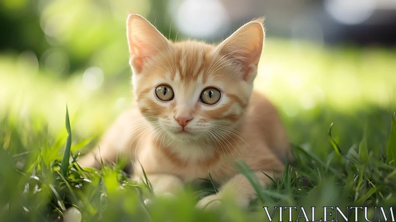 Cute Kitten in Outdoor Setting AI Image