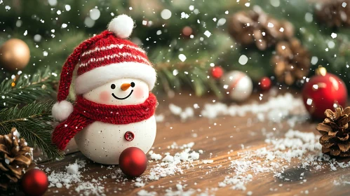 Festive Snowman Scene with Christmas Decorations