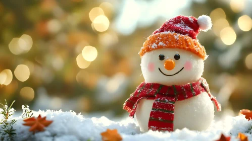 Festive Snowman with Hat and Scarf