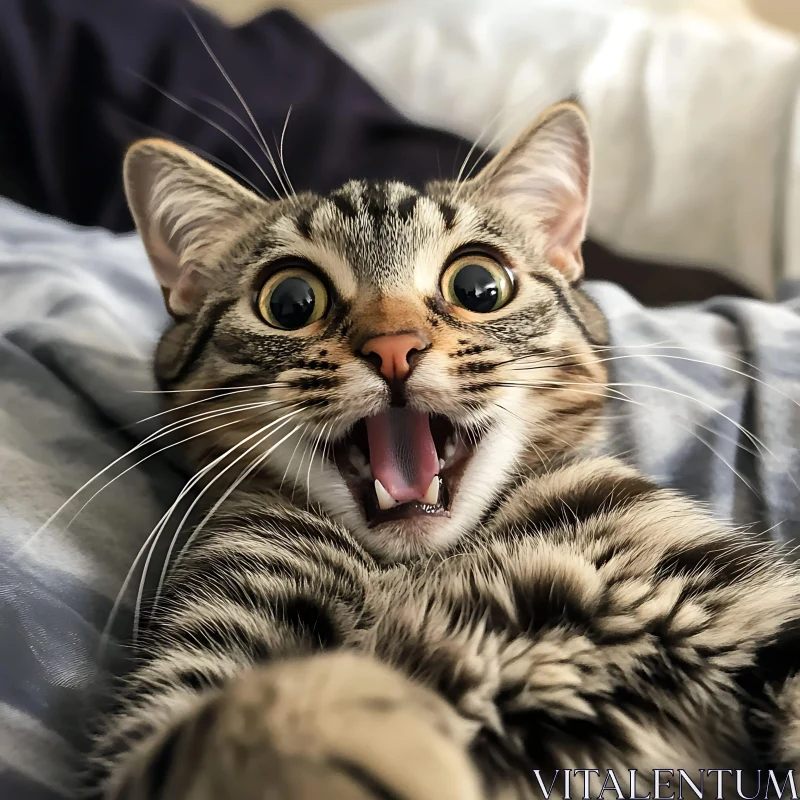 Wide-Eyed Tabby Cat in Shock AI Image