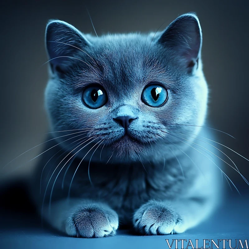 AI ART Charming Blue-Eyed Kitten Close-Up