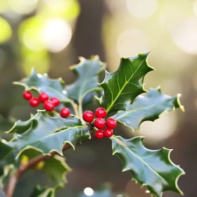 Holly Sprig with Red Berries