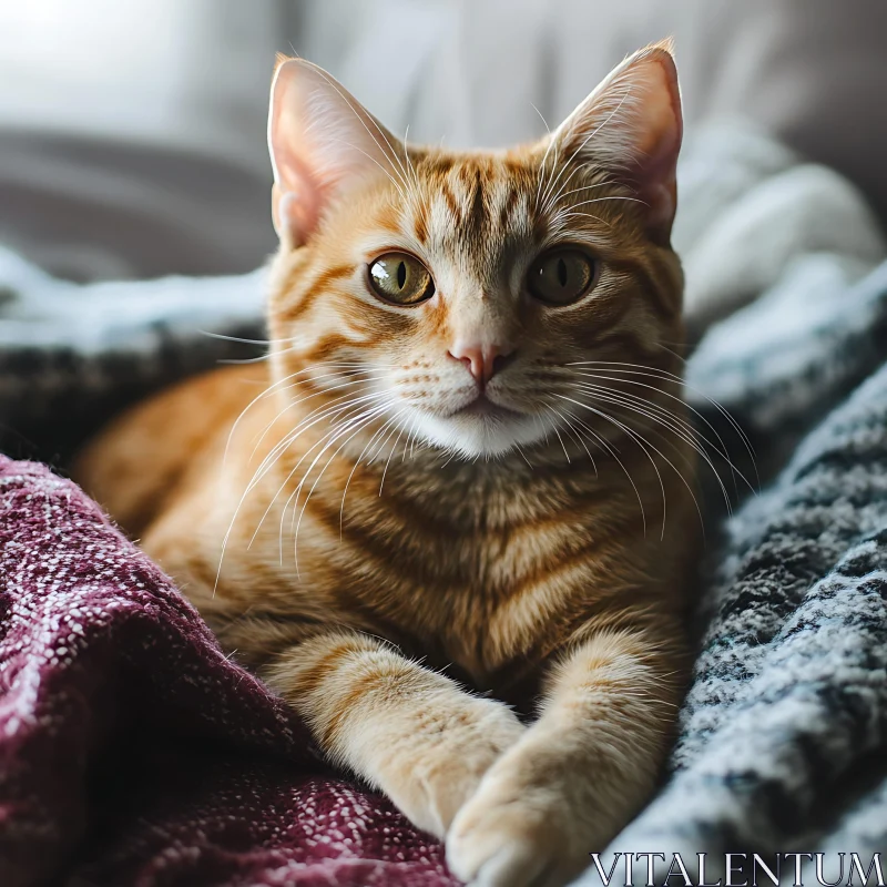 Serene Ginger Cat with Green Eyes AI Image