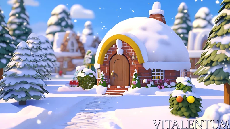 AI ART Cozy Winter Cottage with Holiday Cheer