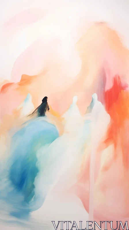 Ethereal Abstract Painting with Figures in Pastel Colors AI Image