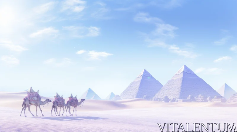 Majestic Pyramids in the Desert: A Breathtaking Scene AI Image