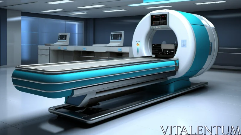 AI ART Modern Medical Room with CT Scanner