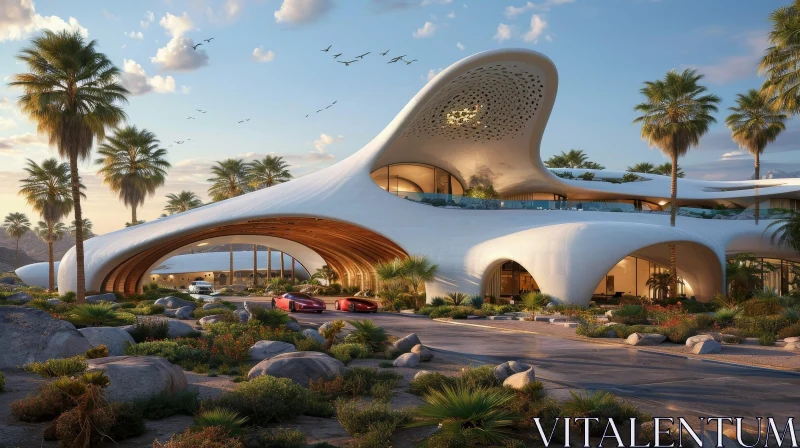 Stunning Futuristic House Design in a Desert Setting AI Image