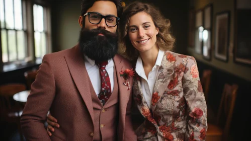 Stylish Couple in Deconstructed Tailoring at a Restaurant