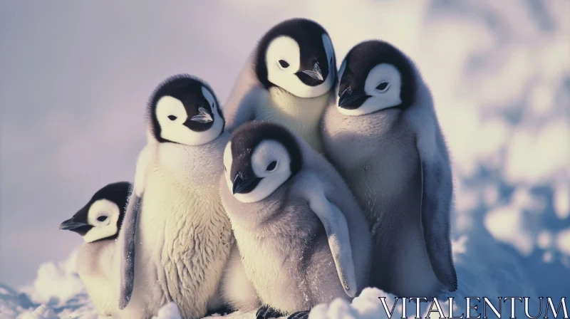 Captivating Emperor Penguin Chicks on Ice in Antarctica AI Image