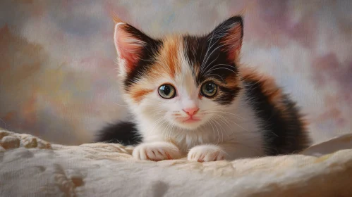 Charming Calico Kitten with Expressive Eyes