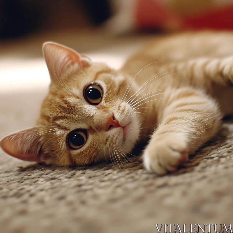 Cute Ginger Kitten Lying Down AI Image