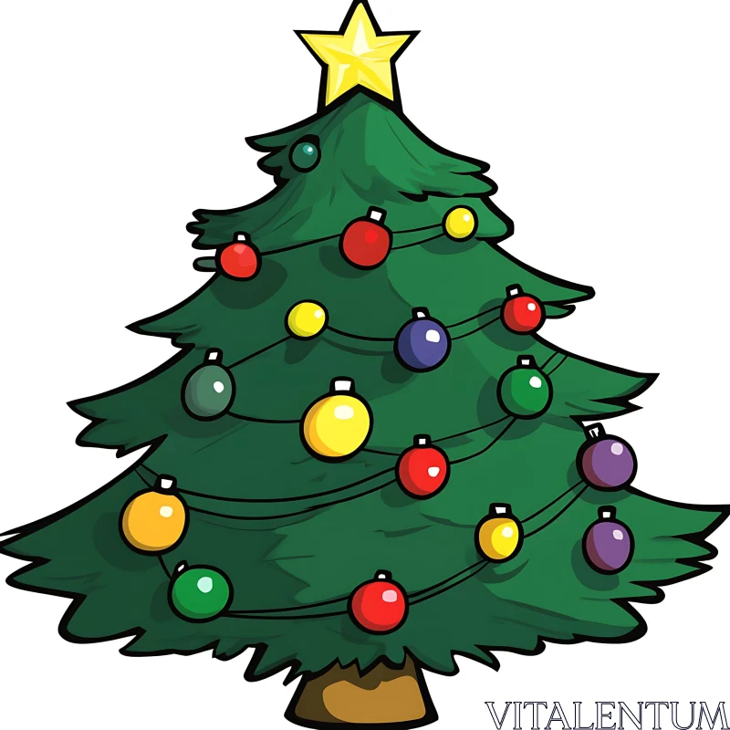 Colorful Ornaments on Christmas Tree AI Image