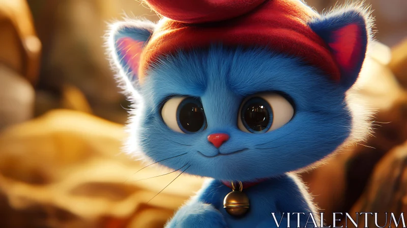 Adorable Blue Cat in Animation AI Image