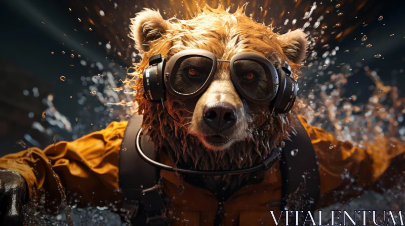 Immersive Sci-Fi Bear Portrait in Daydream Tones AI Image