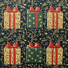 Festive Repeating Gift Wrap Design