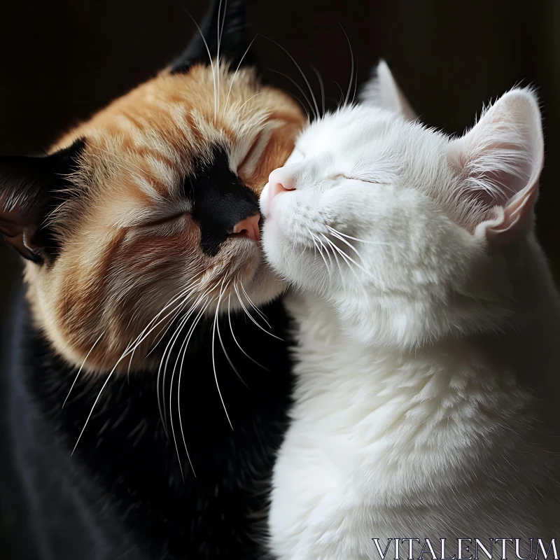 Close-Up Affection Between Cats AI Image