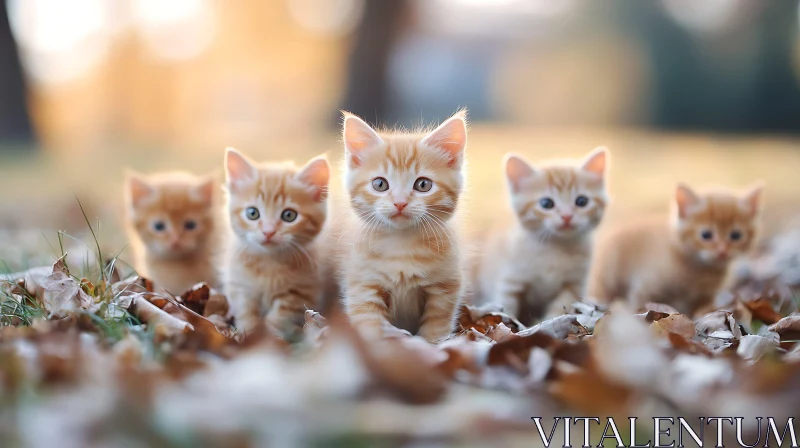 Playful Ginger Kittens in Autumn AI Image