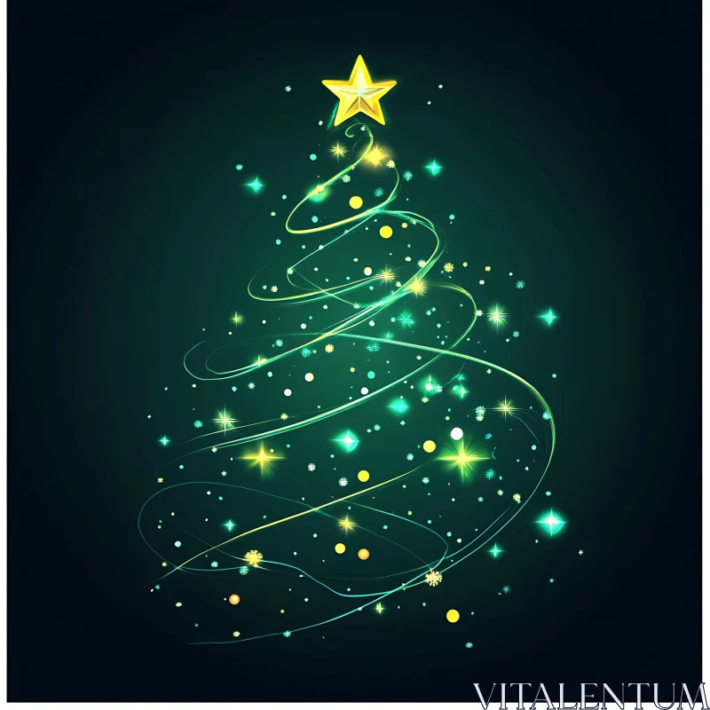 Festive Light Christmas Tree Art AI Image