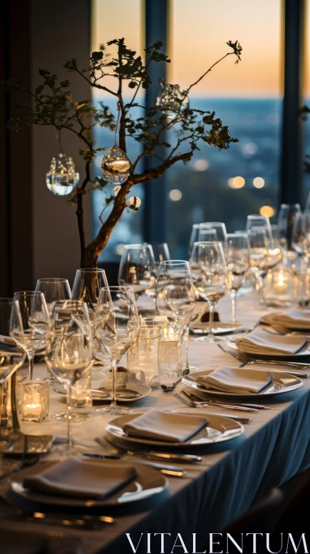 Atmospheric and Moody Dinner Table Setting AI Image