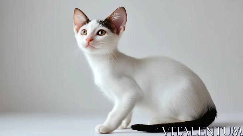 Cute Young Cat with Unique Color Features AI Image