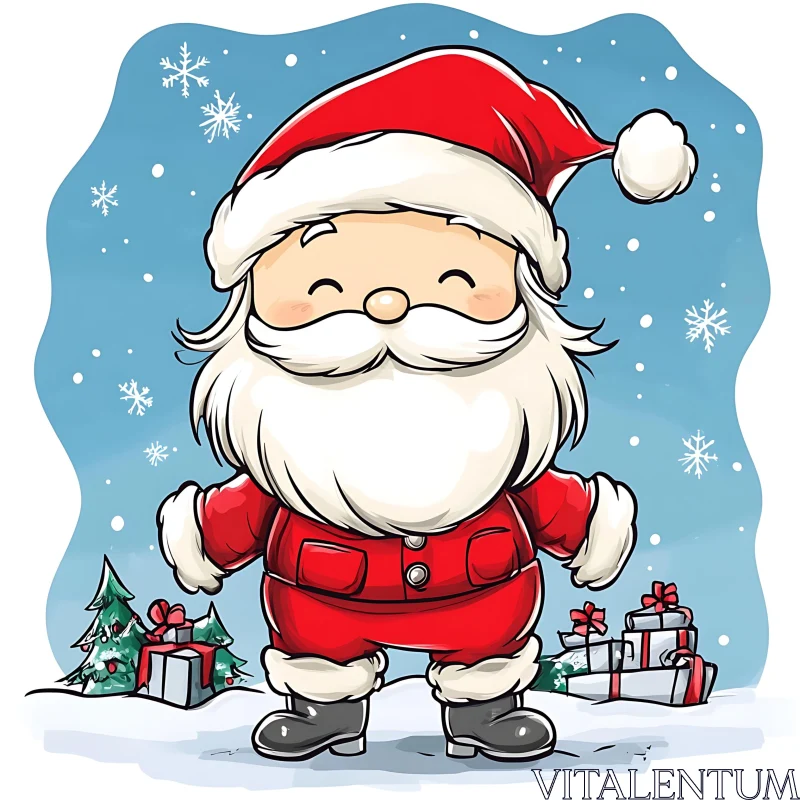 Festive Santa Claus Cartoon Illustration AI Image