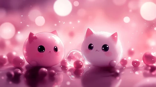 Kawaii Cats with Bubbles