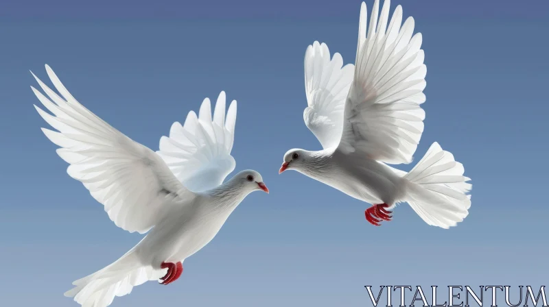 Graceful White Doves in Flight - Symbol of Love and Peace AI Image