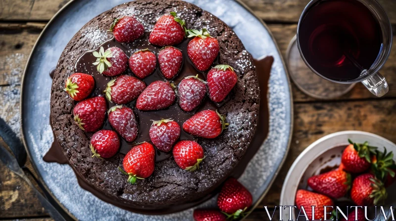 Indulge in the Tempting Delights of a Chocolate Cake with Strawberries AI Image