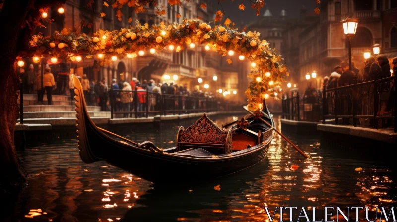 Nighttime Gondola Ride: A Captivating Photorealistic Fantasy AI Image