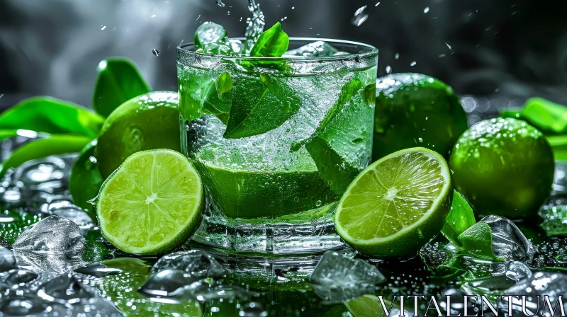 Refreshing Glass of Water with Lime - Close-up Photography AI Image