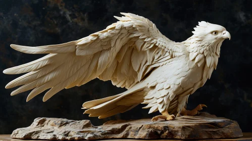 Wooden Eagle Sculpture - Majestic and Detailed 3D Rendering
