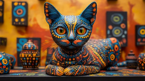 Colorful Abstract Art Cat Sculpture