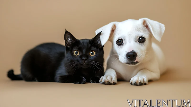 AI ART Cute Kitten and Puppy in Harmony