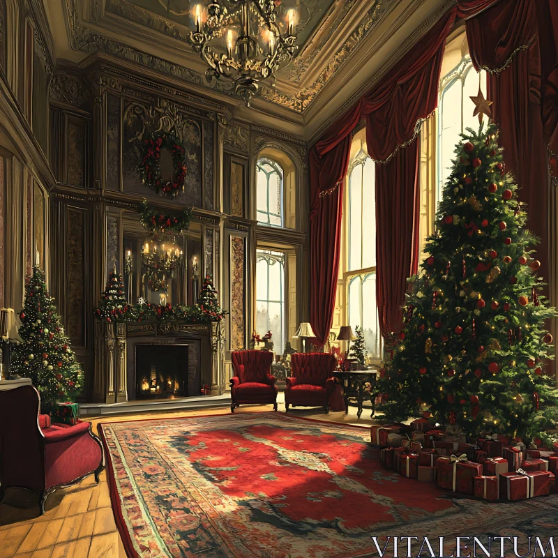 AI ART Luxurious Holiday Decor in Festive Room