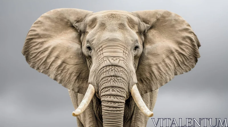 Close-up Elephant Face Portrait AI Image