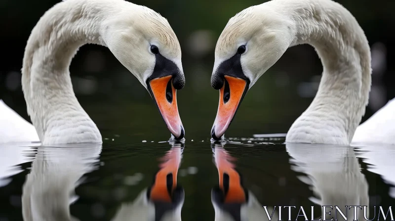 Close-Up of Majestic Swans in Tranquil Waters AI Image