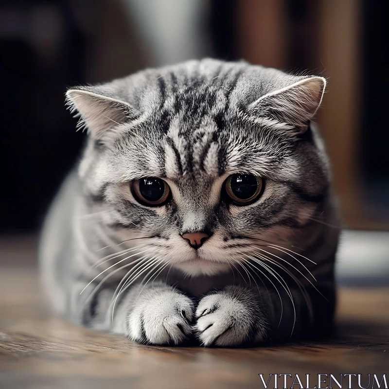 Gray Tabby Cat with Expressive Eyes AI Image