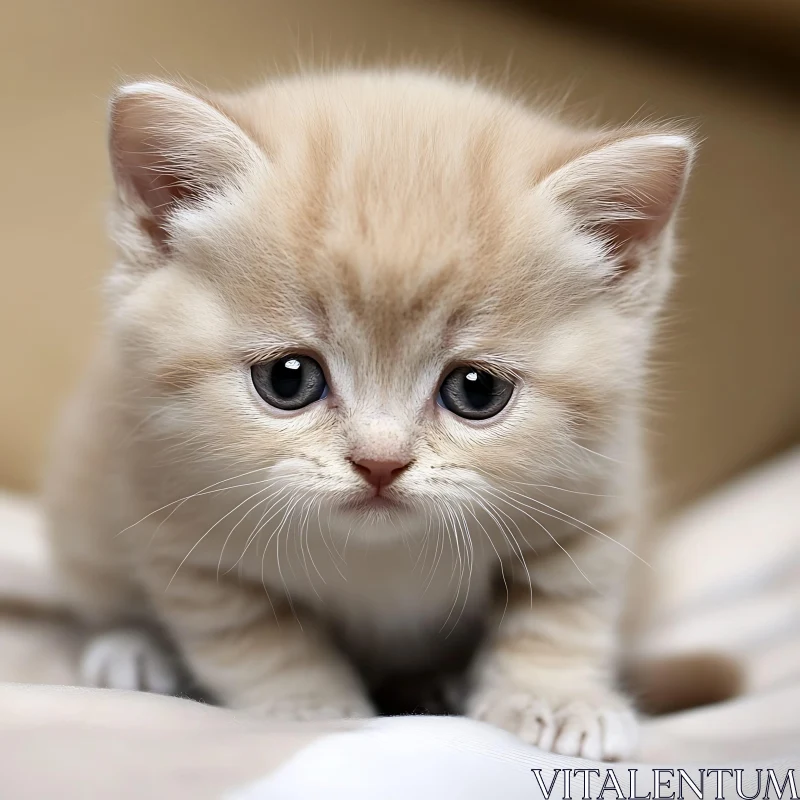 Cute Furry Kitten Looking Curiously AI Image