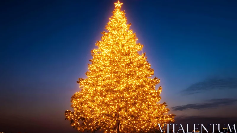 AI ART Glowing Christmas Tree in Evening Light