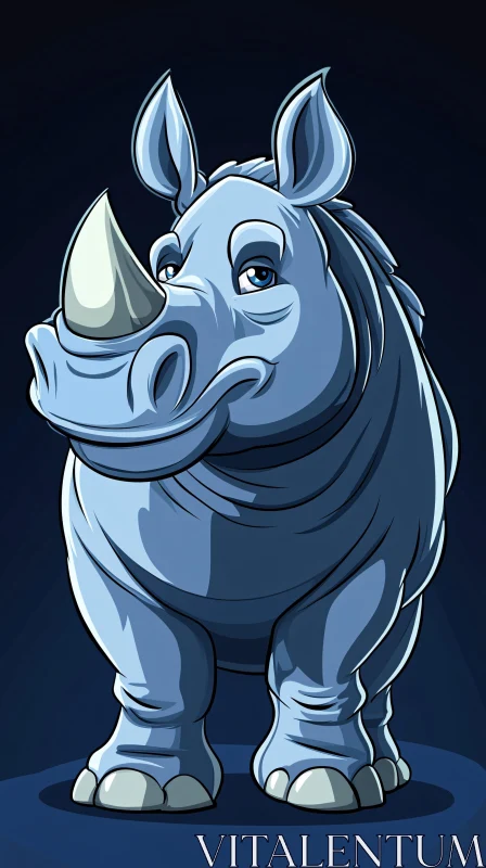 AI ART Friendly Rhinoceros Cartoon Art