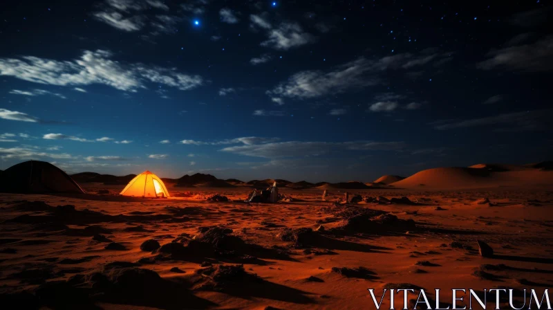 Desert Tent - A Captivating Night Landscape AI Image
