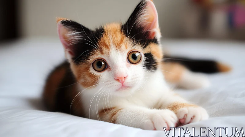 Charming Calico Kitten Relaxing AI Image