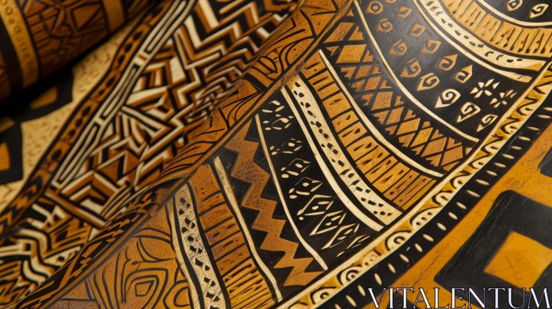 Intricate Geometric Patterns on African Drum - Close-Up Photo AI Image